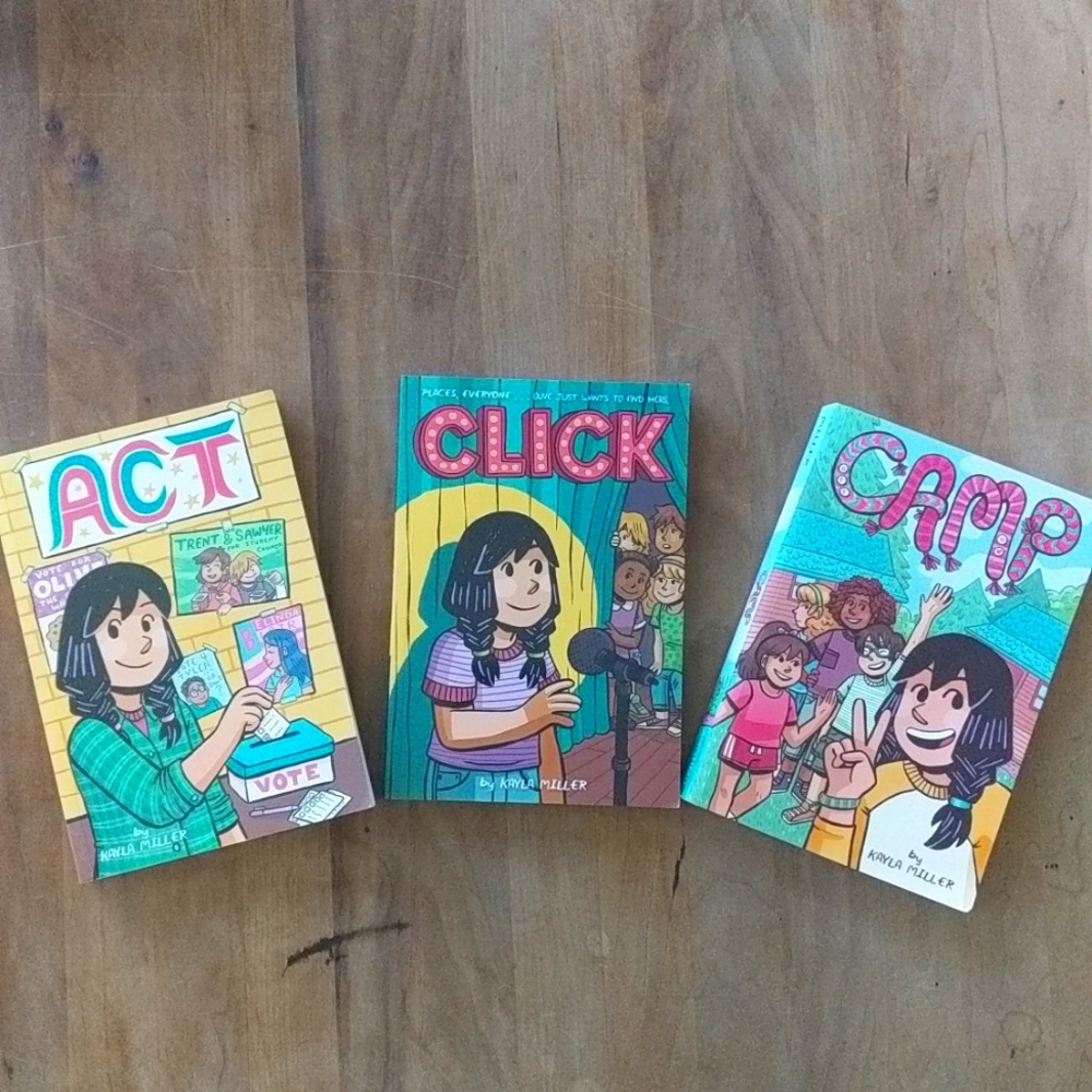 Act, Click and Camp, graphic novels by Kayla Miller